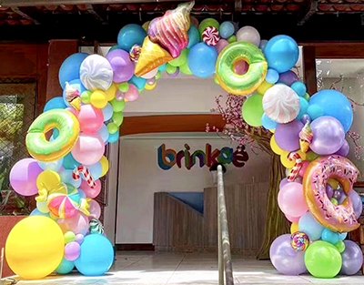 冰激凌甜甜圈气球拱门糖果甜品拱门布置