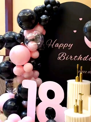 黑粉色🎀女生18岁生日成人礼💄高级感布置